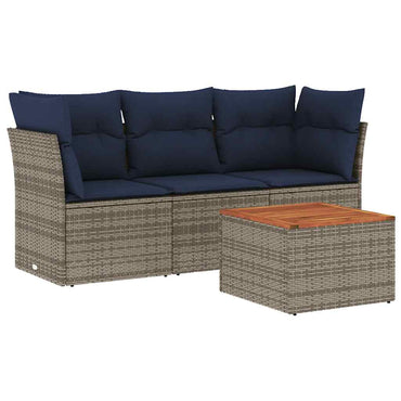 vidaXL 4-tlg. Garten-Sofagarnitur mit Kissen Grau Poly Rattan