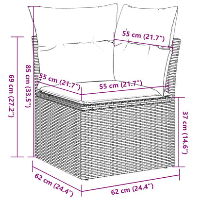 vidaXL 4-tlg. Garten-Sofagarnitur mit Kissen Grau Poly Rattan