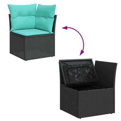 vidaXL 5-tlg. Garten-Sofagarnitur mit Kissen Schwarz Poly Rattan