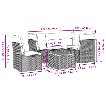 vidaXL Salon de jardin 6 pcs avec coussins beige résine tressée