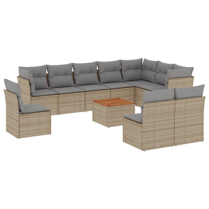 vidaXL Ensemble de canapés de jardin 11 pcs avec coussins en rotin synthétique beige