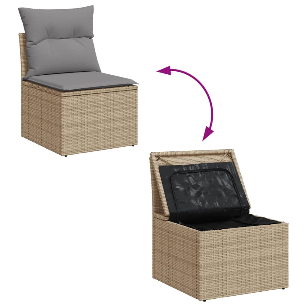 vidaXL Ensemble de canapés de jardin 11 pcs avec coussins en rotin synthétique beige