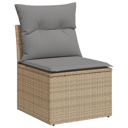 vidaXL Salon de jardin 9 pcs avec coussins Résine tressée Beige