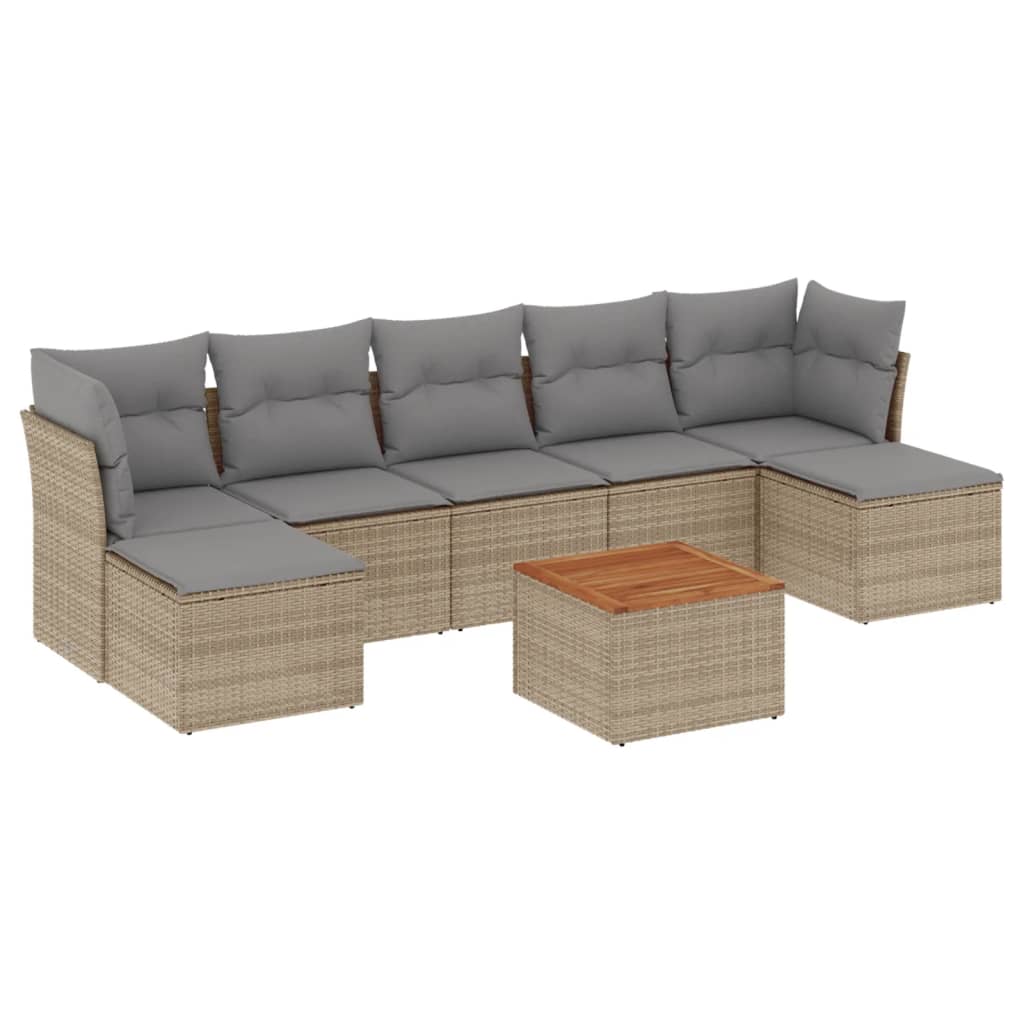 vidaXL Canapé d'angle de jardin 8 pcs avec coussins Résine tressée Beige