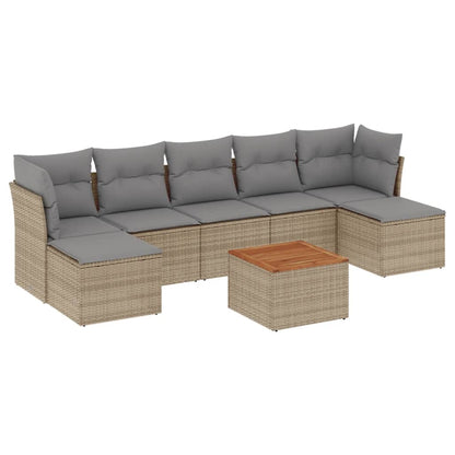 vidaXL Canapé d'angle de jardin 8 pcs avec coussins Résine tressée Beige