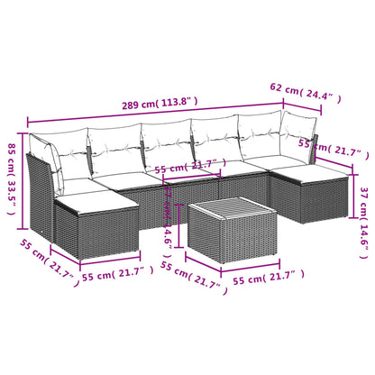 vidaXL Canapé d'angle de jardin 8 pcs avec coussins Résine tressée Beige