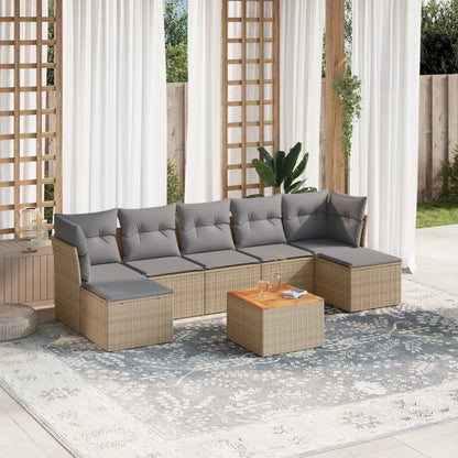 vidaXL Canapé d'angle de jardin 8 pcs avec coussins Résine tressée Beige