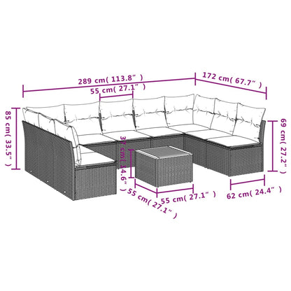 vidaXL Salon de jardin 10 pcs avec coussins beige résine tressée