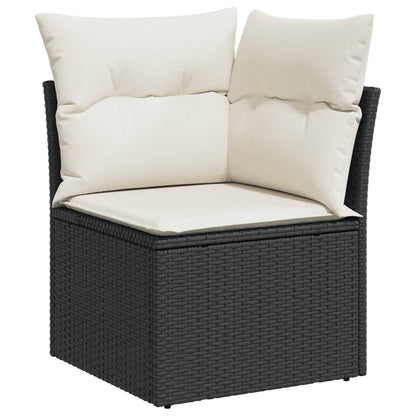 vidaXL Ensemble de canapés de jardin 13 pièces avec coussins résine tressée noire