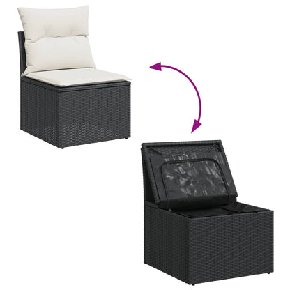 vidaXL Ensemble de canapés de jardin 13 pièces avec coussins résine tressée noire
