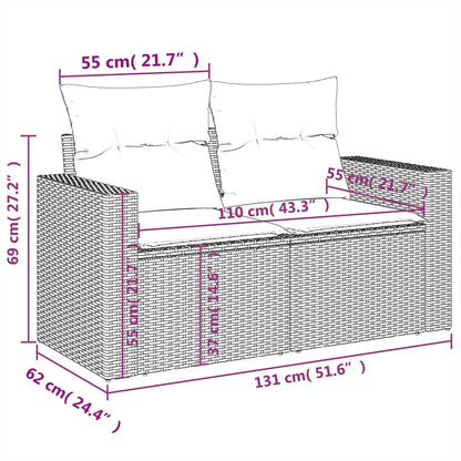 vidaXL 4-tlg. Garten-Sofagarnitur mit Kissen Schwarz Poly Rattan