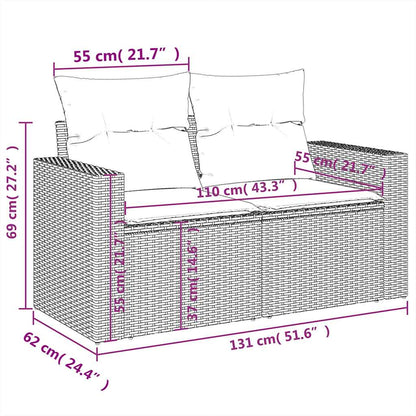 vidaXL 4-tlg. Garten-Sofagarnitur mit Kissen Schwarz Poly Rattan