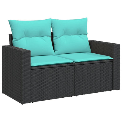vidaXL 4-tlg. Garten-Sofagarnitur mit Kissen Schwarz Poly Rattan