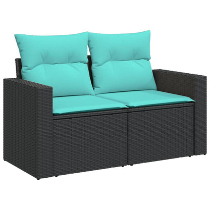 vidaXL 5-tlg. Garten-Sofagarnitur mit Kissen Schwarz Poly Rattan