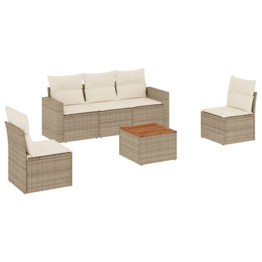 vidaXL Salon de jardin 6 pcs avec coussins beige résine tressée