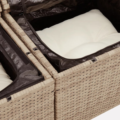 vidaXL Salon de jardin 6 pcs avec coussins beige résine tressée
