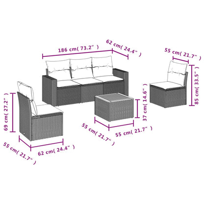 vidaXL Salon de jardin 6 pcs avec coussins beige résine tressée