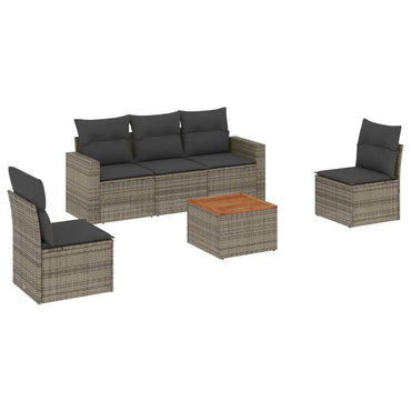 vidaXL Ensemble de canapés de jardin 6 pcs avec coussins gris résine tressée