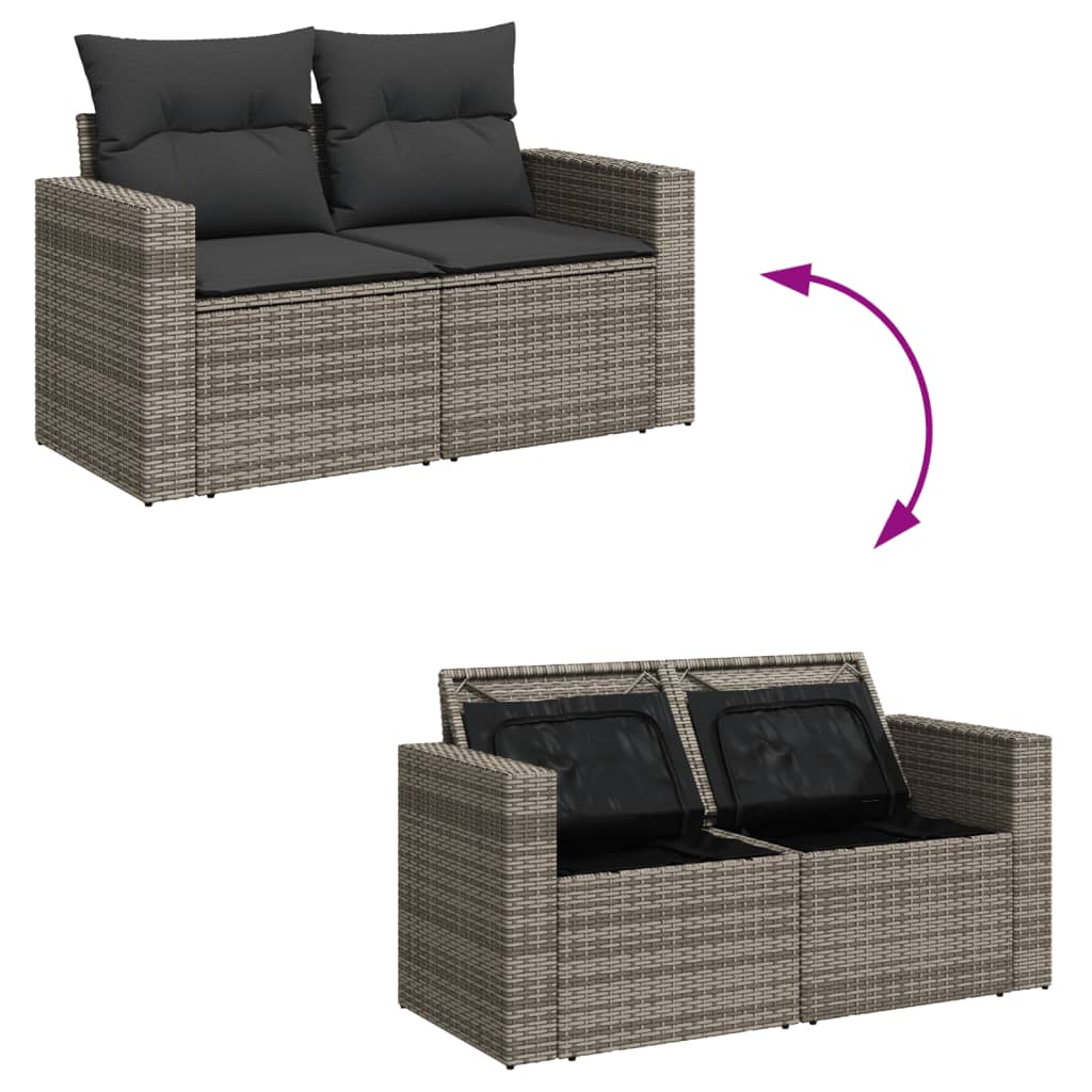 vidaXL Ensemble de canapés de jardin 6 pcs avec coussins gris résine tressée