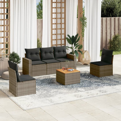 vidaXL Ensemble de canapés de jardin 6 pcs avec coussins gris résine tressée