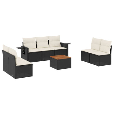 vidaXL Ensemble de canapés de jardin 8 pièces avec coussins résine tressée noir