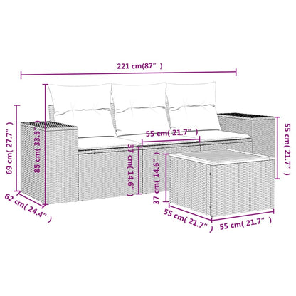 vidaXL Ensemble de canapés de jardin 4 pcs avec coussins en résine tressée beige