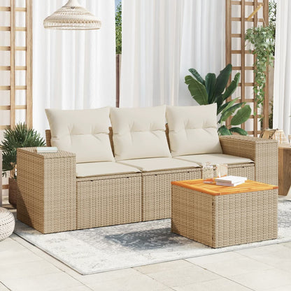 vidaXL Ensemble de canapés de jardin 4 pcs avec coussins en résine tressée beige