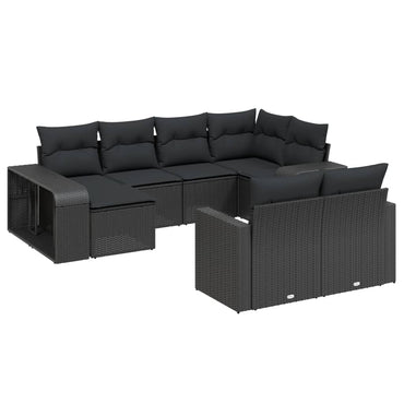 vidaXL Salon de jardin 10 pcs avec coussins Noir Résine tressée