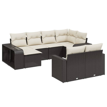 vidaXL Salon de jardin 10 pcs avec coussins Noir Résine tressée