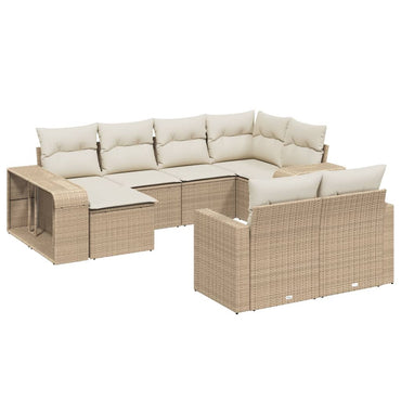 vidaXL Salon de jardin 10 pcs avec coussins beige résine tressée