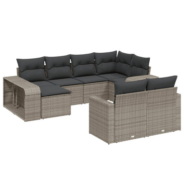 vidaXL Salon de jardin 10 pcs avec coussins résine tressée gris