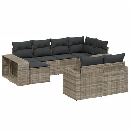 vidaXL Salon de jardin 10 pcs avec coussins gris clair résine tressée