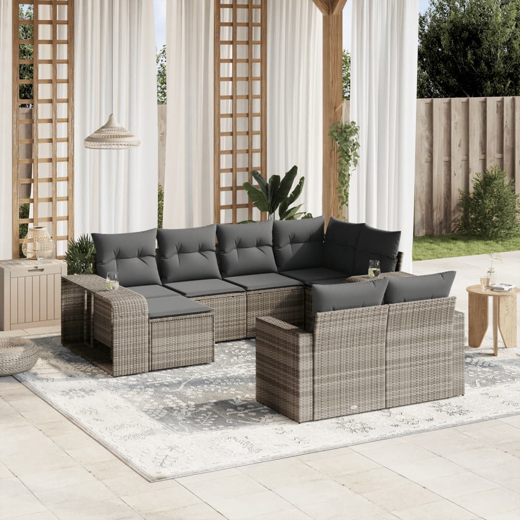 vidaXL Salon de jardin 10 pcs avec coussins gris clair résine tressée