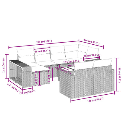 vidaXL Ensemble de canapés de jardin 11 pcs avec coussins en rotin synthétique beige