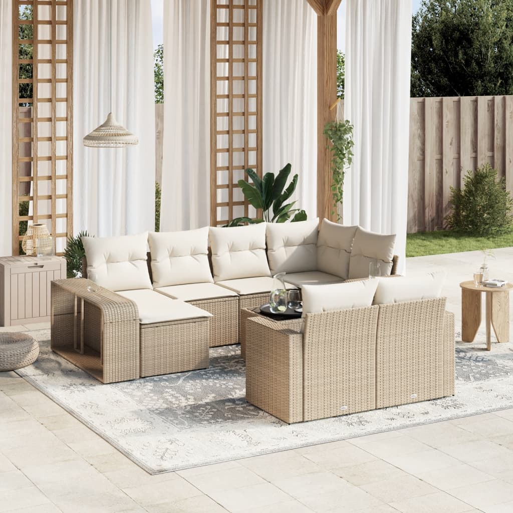 vidaXL Ensemble de canapés de jardin 11 pcs avec coussins en rotin synthétique beige