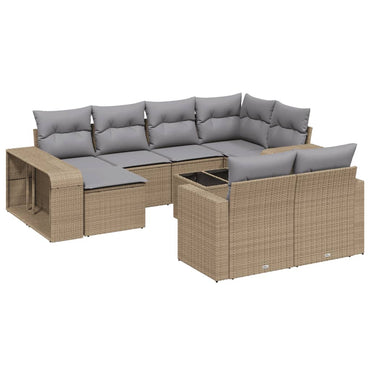 vidaXL Ensemble de canapés de jardin 11 pcs avec coussins en rotin synthétique beige