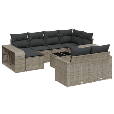 vidaXL Ensemble de canapés de jardin 11 pcs avec coussins en résine tressée gris