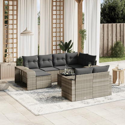 vidaXL Salon de jardin 11 pcs avec coussins Gris clair Résine tressée