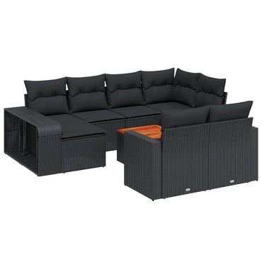 vidaXL Salon de jardin 11 pcs avec coussins Noir Résine tressée