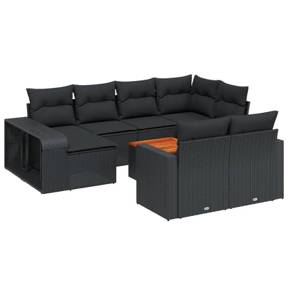 vidaXL Salon de jardin 11 pcs avec coussins Noir Résine tressée