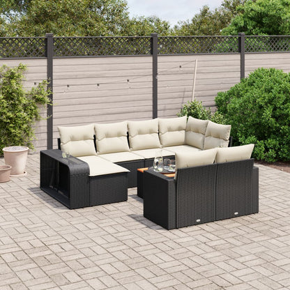 vidaXL Salon de jardin 11 pcs avec coussins Noir Résine tressée
