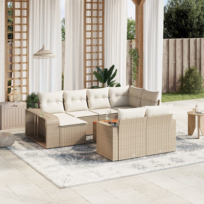 vidaXL Ensemble de canapés de jardin 11 pcs avec coussins en rotin synthétique beige