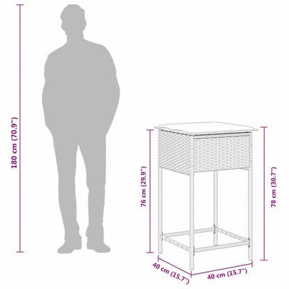 vidaXL 5-tlg. Gartenbar-Set mit Kissen Schwarz Poly Rattan