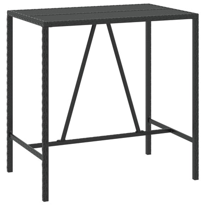 vidaXL 7-tlg. Gartenbar-Set mit Kissen Schwarz Poly Rattan