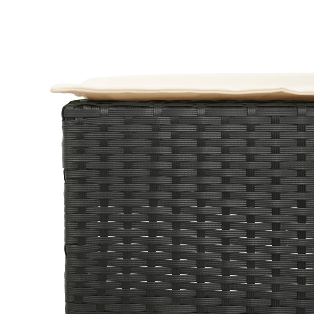 vidaXL 3-tlg. Gartenbar-Set mit Kissen Schwarz Poly Rattan