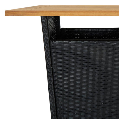 vidaXL 3-tlg. Gartenbar-Set mit Kissen Schwarz Poly Rattan