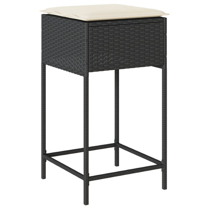 vidaXL 5-tlg. Gartenbar-Set mit Kissen Schwarz Poly Rattan