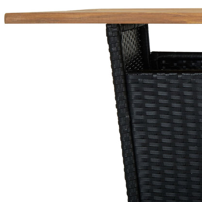 vidaXL 5-tlg. Gartenbar-Set mit Kissen Schwarz Poly Rattan