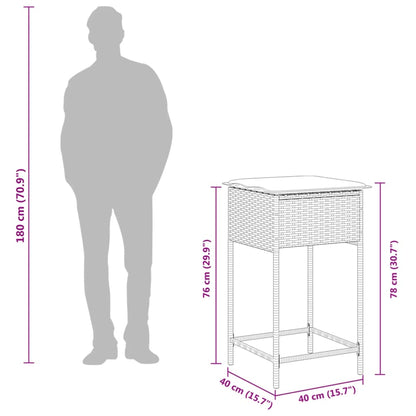 vidaXL 5-tlg. Gartenbar-Set mit Kissen Schwarz Poly Rattan