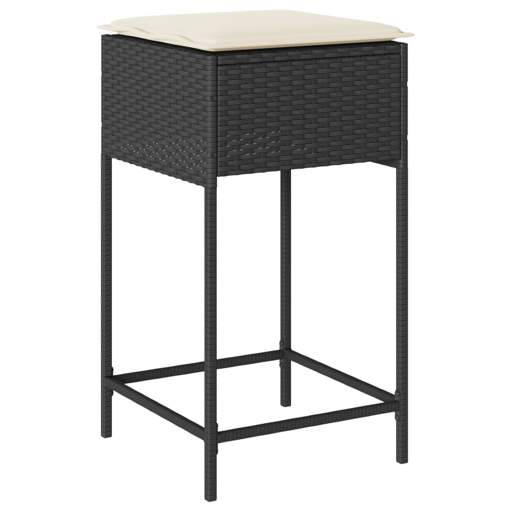 vidaXL 5-tlg. Gartenbar-Set mit Kissen Schwarz Poly Rattan